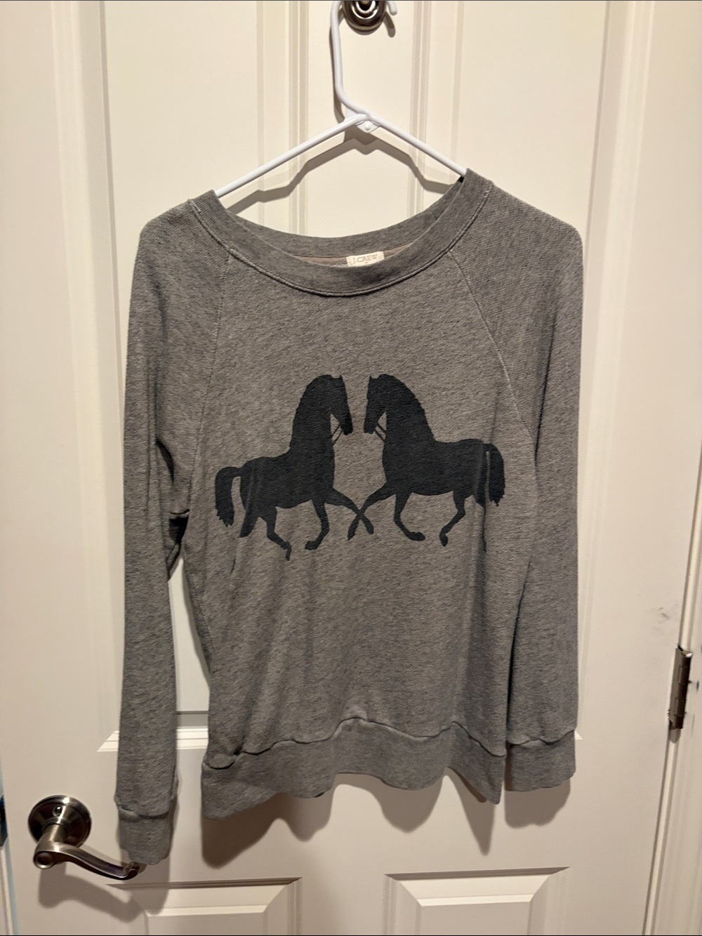 J. Crew Gray Crewneck Sweatshirt with Horse Graphic